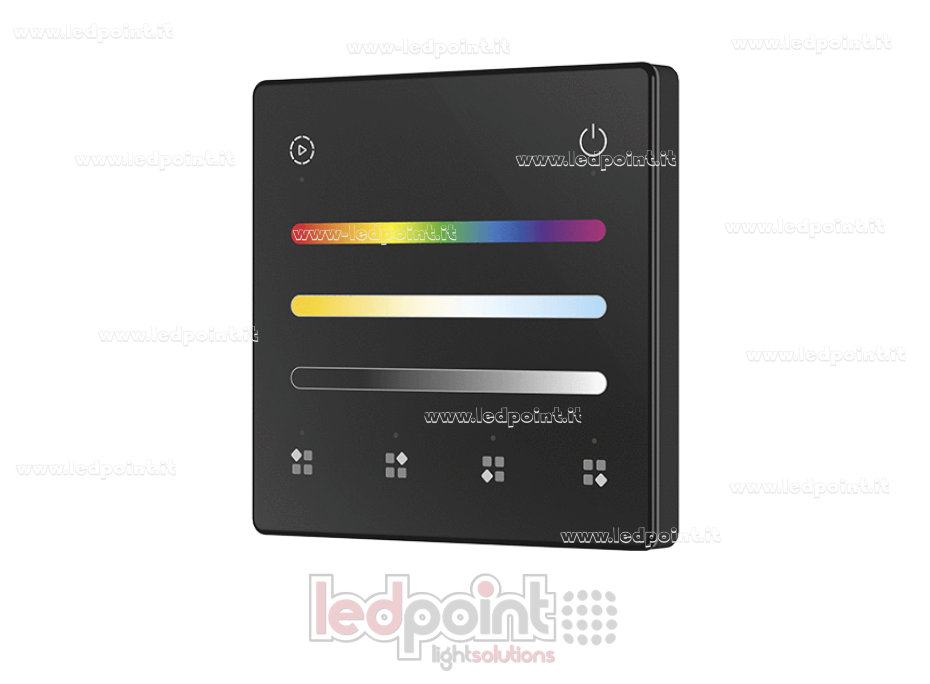 Télécommande murale RGB + CCT à piles, noire, 4 zones RF 2,4 GHz