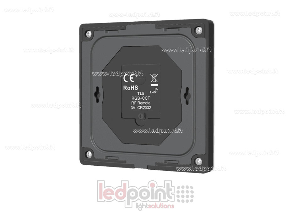Télécommande murale RGB + CCT à piles, noire, 4 zones RF 2,4 GHz