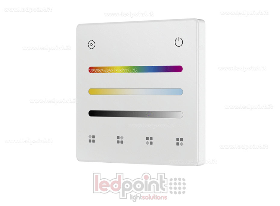 Télécommande murale RGB + CCT à piles, blanche, 4 zones RF 2,4 GHz