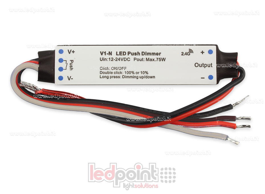 Récepteur variateur mini monochromatique pour l'installation de profilés avec bouton 12/24V, 1ch 3A/CH, RF 2.4G Récepteur variateur mini monochromatique pour l'installation de profilés avec bouton 12/24V, 1ch 3A/CH, RF 2.4G