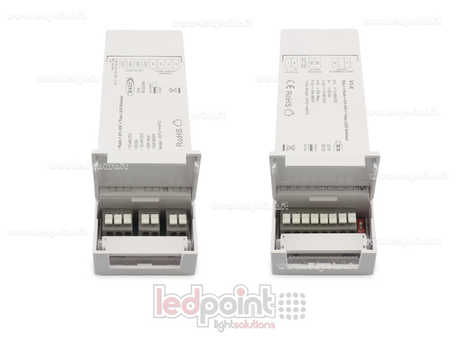 Récepteur variateur monochromatique 4-en-1 avec Push Dim, DALI, 0/1-10V + Triac 1CH*20A 12/48V Récepteur variateur monochromatique 4-en-1 avec Push Dim, DALI, 0/1-10V + Triac 1CH*20A 12/48V
