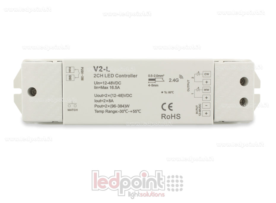 Variateur CCT 12-48V, 2ch*8A, RF 2.4G Variateur CCT 12-48V, 2ch*8A, RF 2.4G