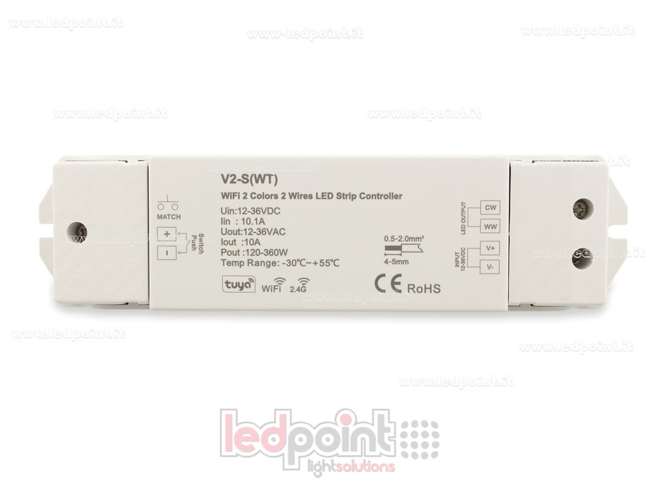 Récepteur contrôleur pour CCT à 2 fils 12-36V, 1ch*10A, RF 2.4G