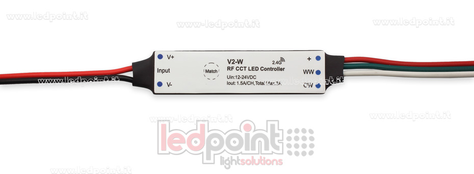 Mini récepteur variateur, pour installation profilée, CCT, 12 / 24V, 2ch 1,5A / CH, RF 2.4G Mini récepteur variateur, pour installation profilée, CCT, 12 / 24V, 2ch 1,5A / CH, RF 2.4G