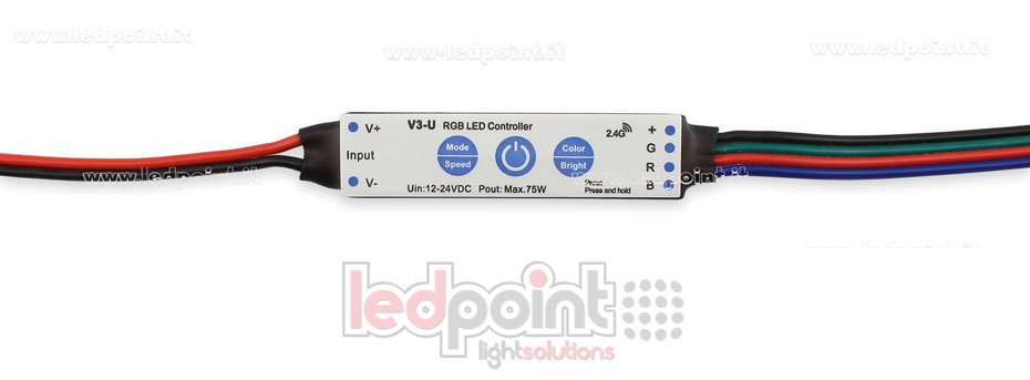 Ricevitore controller mini RGB 12/24V, 3ch 1A/CH SK-V3-U