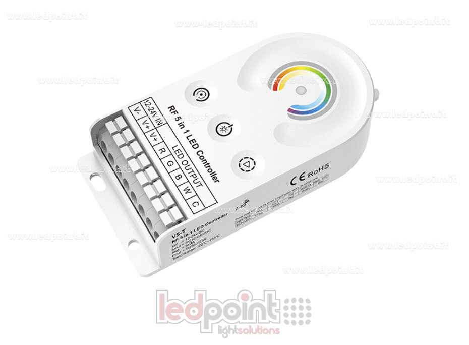 Contrôleur à LED, 12-24 V CC, 5 canaux * 3 A, 5 * (36-72) W, bouton tactile + RF 2,4 GHz Contrôleur à LED, 12-24 V CC, 5 canaux * 3 A, 5 * (36-72) W, bouton tactile + RF 2,4 GHz