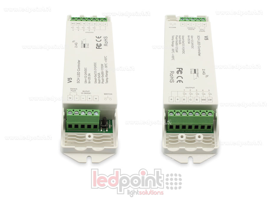 Variateur RGB+CCT 5/24V, 5ch*4A, RF 2.4GHz Variateur RGB+CCT 5/24V, 5ch*4A, RF 2.4GHz