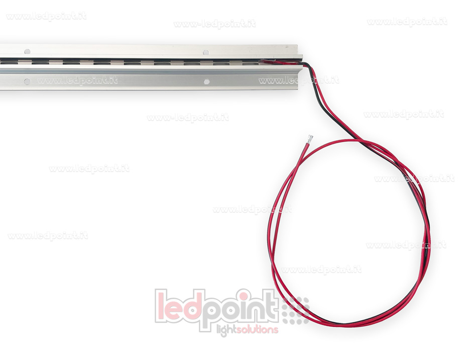 Rail électrifié pour meubles avec un support, argenté, d'une longueur de 2,4 m et avec un câble de 1 m Rail électrifié pour meubles avec un support, argenté, d'une longueur de 2,4 m et avec un câble de 1 m