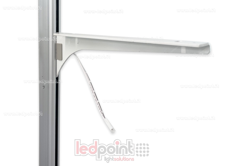 Rail électrifié pour meubles avec un support, argenté, d'une longueur de 2,4 m et avec un câble de 1 m Rail électrifié pour meubles avec un support, argenté, d'une longueur de 2,4 m et avec un câble de 1 m