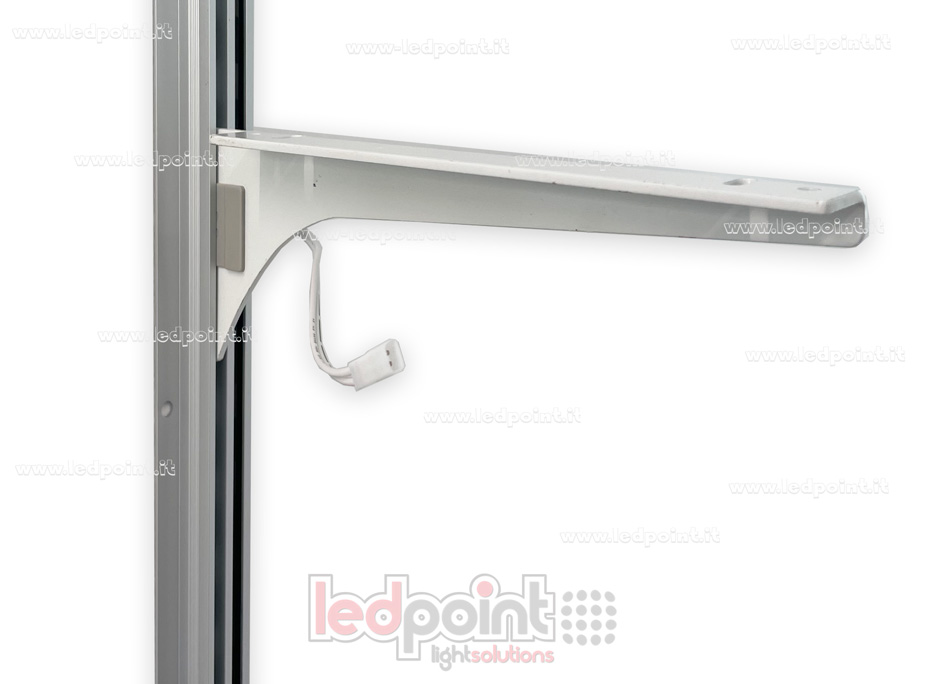 Rail électrifié pour meubles avec deux supports, argenté, 2,4 m de long et 1 m de câble Rail électrifié pour meubles avec deux supports, argenté, 2,4 m de long et 1 m de câble