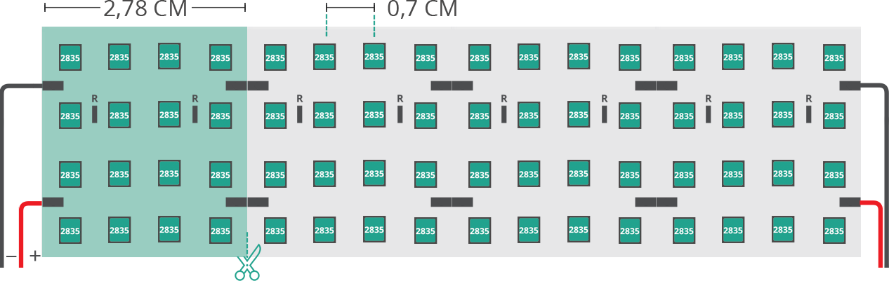 Aperçu technique du ruban led 2835 24V IP20 3000K 3step 576led/m Aperçu technique du ruban led 2835 24V IP20 3000K 3step 576led/m