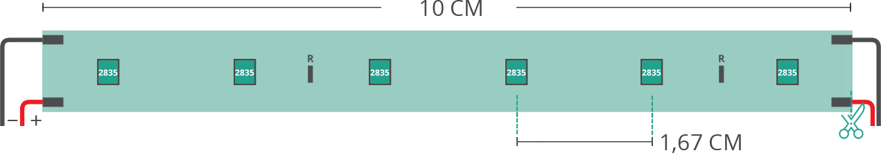 Aperçu technique du ruban led 2835 24V IP65 3000K 3step 60led/m K52-30s-060DF2