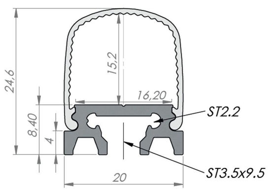 Image de Profil en aluminium à 180 ° Alu-Square avec diffuseur opale, 2 mètres