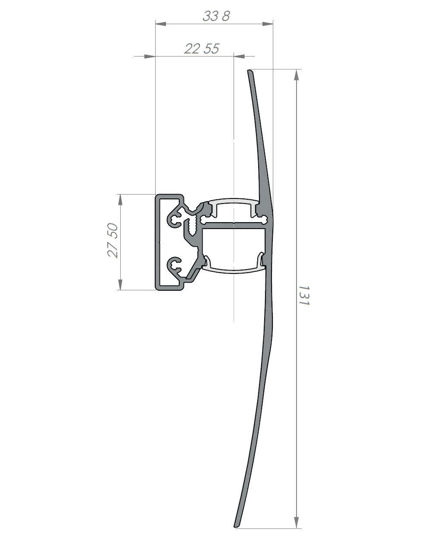 Image de Profil en aluminium pour lampe de mur de LED 131x33mm, avec diffuseurs, 2 mètres