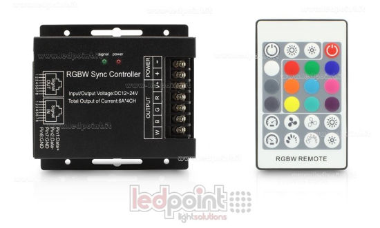 Image de Contrôleur RGBW,  RF 433 MHz, 12/24 V, 4ch*6A.