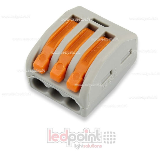 Image de Joint rapide 3 fils à levier pour câbles 22-12 AWG (0,2-3,3 mm2) câbles