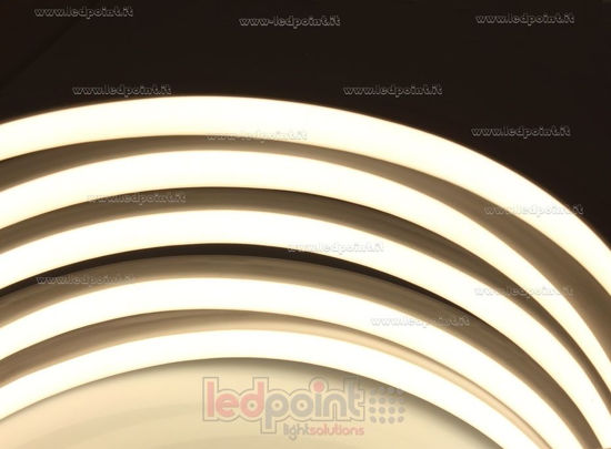 Image de Led Neon Flex 17mm blanc chaud 3000K 3528 24V 9W 120led/m IP67 10m, câbles d'alimentation latéraux