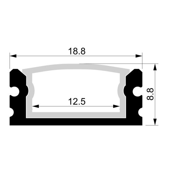 Image de Profilé en aluminium imperméable 9x19mm avec âme interne en aluminium, 2 mètres