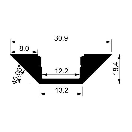 Image de Profilé en aluminium angulaire 30x18mm avec diffuseur, 2 mètres
