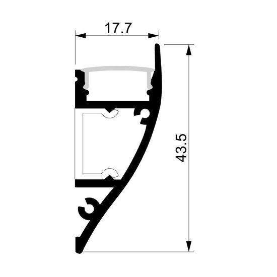 Image de Profilé blanc 44x18mm pour installation murale avec diffuseur opaque, 2 mètres.