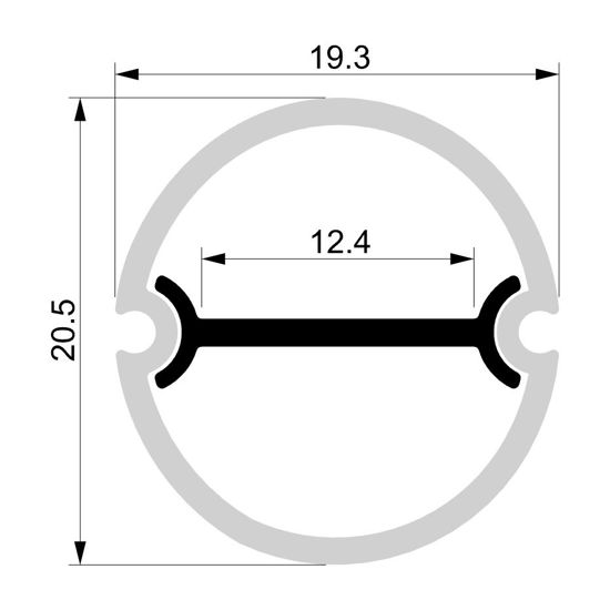 Image de Profilé imperméable en polycarbonate opaque rond avec âme interne en aluminium, 2 mètres