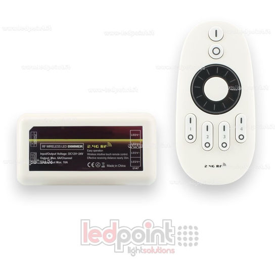 Image de Kit télécommande RF 2.4 Ghz avec variateur 12/24V, max. 10A, 4 zones
