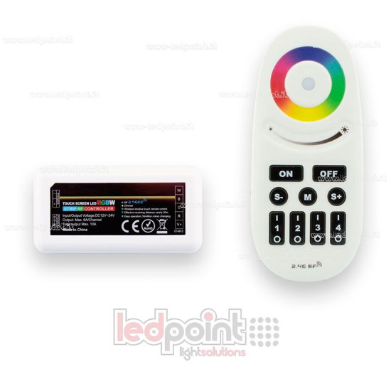 Image de Kit télécommande RF 2.4 Ghz avec variateur RGBW 4 zones, 12/24V, max. 10A