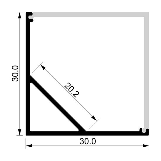 Image de Profilé aluminium angulaire 30mm 3m (Diffuseur en L)