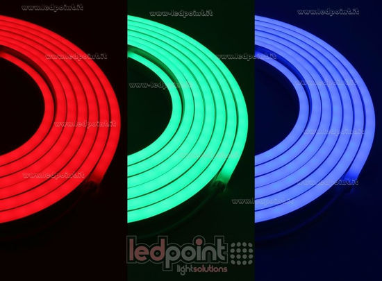 Image de Led Neon Flex 11mm RGB 5050 24V 12W 60led/m IP67 5m, câblage frontal
