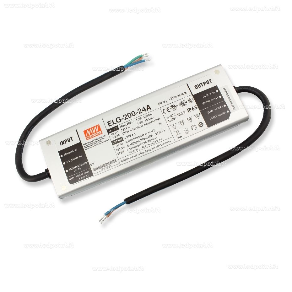 Alimentation LED MEAN WELL ELG-240-24A-3Y - 240W 24V 10A, étanche IP65, Dimmable