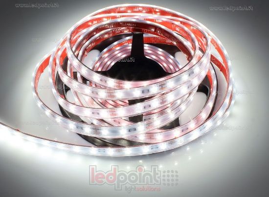 Image de Ruban led blanc 5m 4000K 3step 60leds/m Honglitronic 2835 12V 14,4W/m, IP65 tube en silicone extrudé, bords pleins et vide à l'interieur