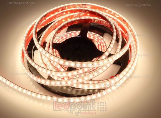 Image de Ruban led blanc chaud 5m 3000K 3step 120leds/m 2835 12V 9,6W/m, IP65 tube en silicone extrudé, bords pleins et vide à l'interieur
