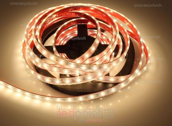 Image de Ruban led blanc chaud 4m 2900-3000K 60leds/m Honglitronic 2835 24V 14,4W/m IP64 tube silicone épais