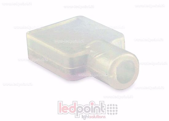 Image de Embout transparent en silicone de 12 mm avec un trou pour câble d'alimentation de ruban LED avec protection IP64 et IP67