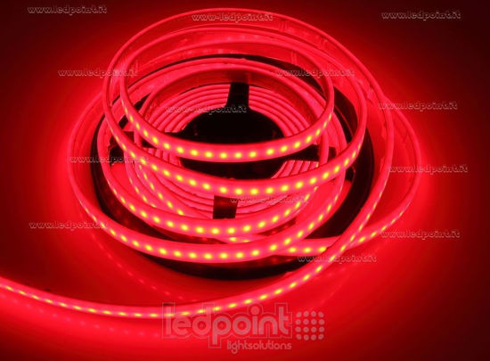 Image de Ruban led 5m rouge 2835 120 led/m 24V 12W/m, IP67 silicone solide rouge