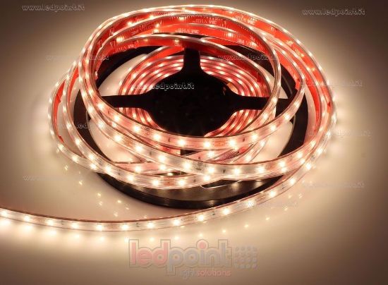 Image de Ruban led blanc chaud 5m 3000K 3step 60leds/m 2835 12V 4,8W/m, IP65 tube en silicone extrudé, bords pleins et vide à l'interieur