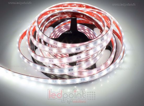 Image de Ruban led blanc 5m 4000K 3step 60leds/m Honglitronic 2835 12V 14,4W/m, IP65 tube en silicone extrudé, bords pleins et vide à l'interieur