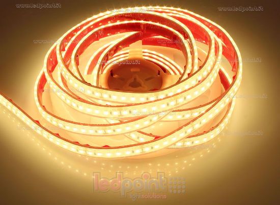 Image de Ruban led 5m led blanc chaud 3000K 2835 Honglitronic 120 led/m 24V 14,4W/m, IP67 silicone solide transparent