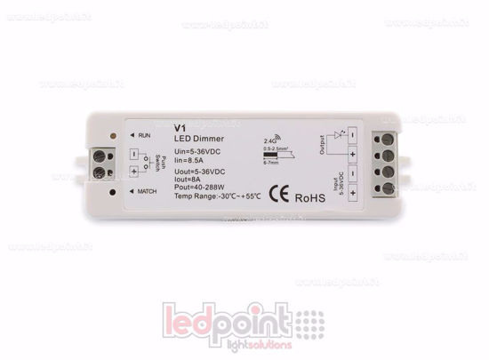 Image de Récepteur variateur monocouleur avec bouton 5/36V, 1ch*8A, RF 2.4G