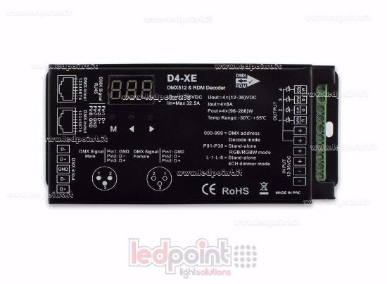 Image de DMX 512 & RDM décodeur, 4 canaux 8A chacun, tension 5-36V DC, XLR3 e RJ45