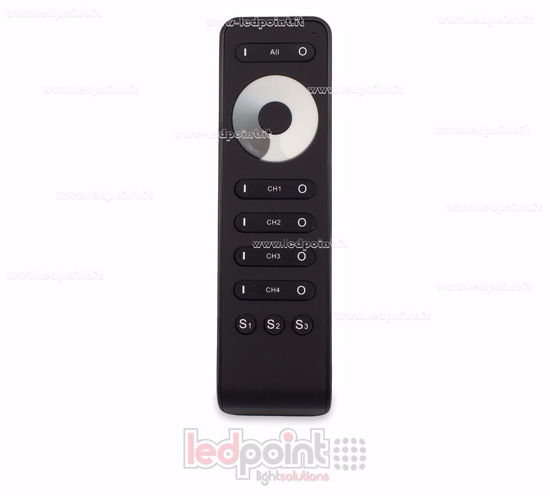 Image de Télécommande monochromatique , 1 zone, 4 canaux, 3 scènes, noire, 13 boutons, RF2.4G