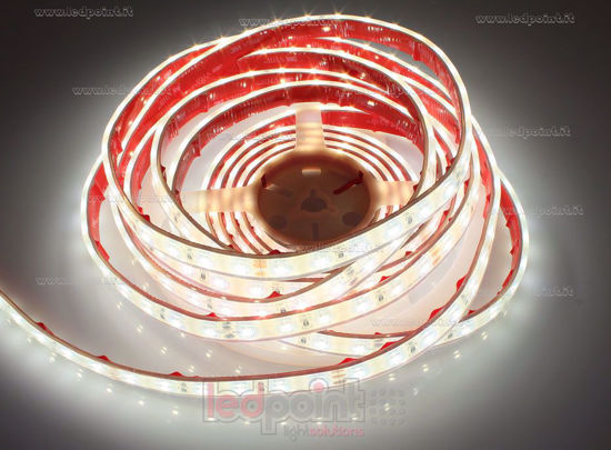 Image de Ruban led 5m blanc 4000K 2835 60led/m Honglitronic 24V 14,4W/m, IP67 silicone solide transparent