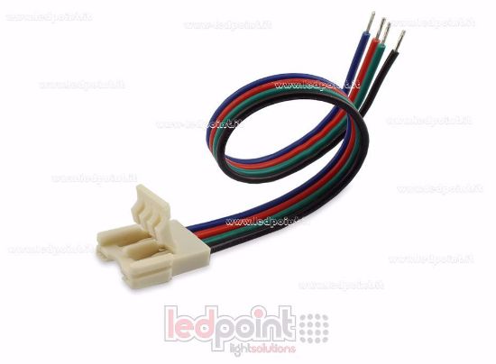 Image de Connecteur pour RGB ruban Led avec 14cm cable (PCB 10mm), version réduite. Parfait pour rubans led haute densité, jusqu'à 120 LED / mètre