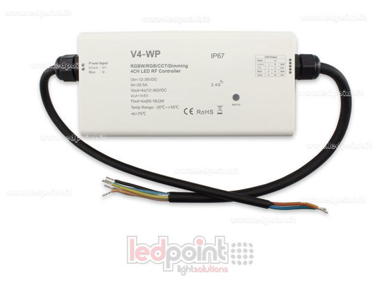 Image de Variateur RGBW IP67 waterproof 12/36V, 4ch*5A, RF 2.4GHz