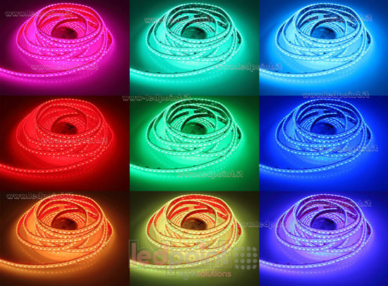 Image de Ruban led RGB 5m 3838 112led/m 24V 16W/m PCB 8mm, IP67 silicone solide transparent