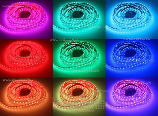 Image de Ruban led RGB 5m 3838 70led/m 24V 13,3W/m PCB 8mm, IP65 tube en silicone extrudé, bords pleins et vide à l'interieur