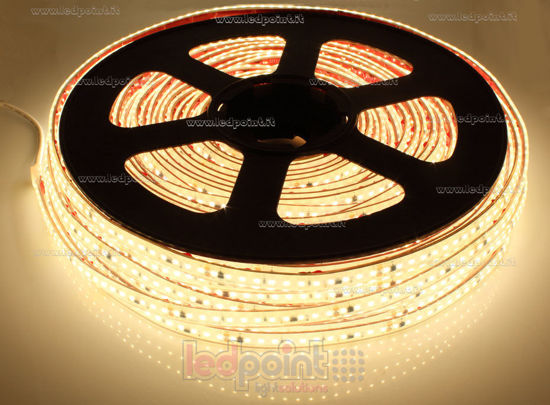 Image de Ruban led 50m led blanc chaud 3000K 2835 120 led/m 230V 16W/m, IP67 silicone solide transparent