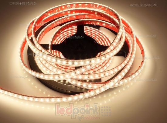 Image de Ruban led blanc chaud 5m 3000K 3 step 120leds/m Honglitronic 2835 24V 14,4W/m, IP65 tube en silicone extrudé, bords pleins et vide à l'interieur
