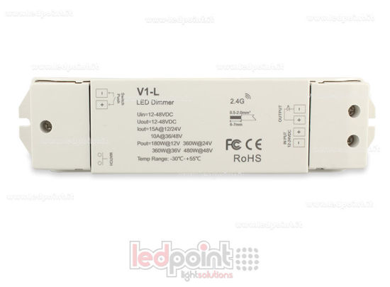 Image de Récepteur variateur monocouleur avec bouton, 1ch*15A 12/24V ou 1ch*10A 36/48V, RF 2.4G