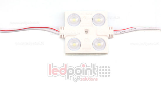 Image de Module 4 led 2835, 1,44W 12V, blanc froid 6000-6500K, IP65 avec lentille 160°